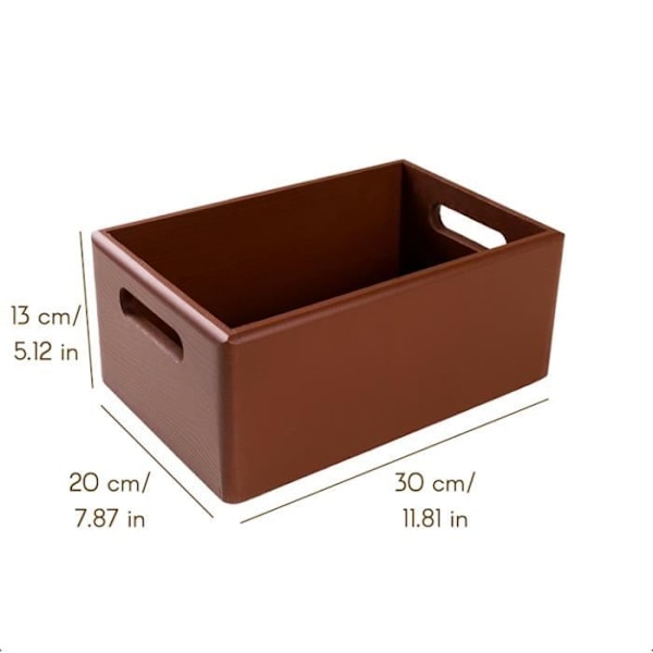 Förvaringslåda - Stor trälåda - Leksaksförvaring för barn - Brun - 30 x 20 x 13 cm kastanj