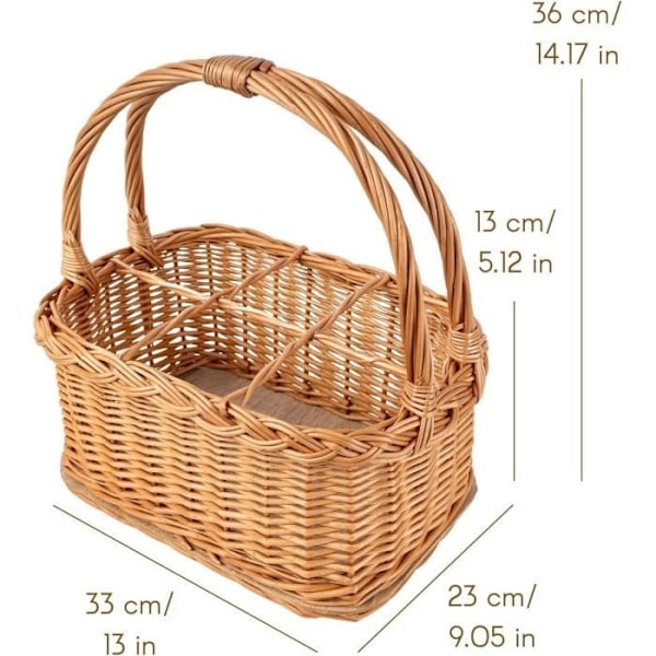 Flaskkorg - CREATIVE HOME - 6 fack - 33 x 23 x 36 cm - Rör - Brun kastanj