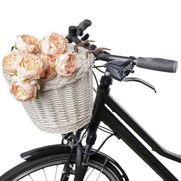 Creative Home White Wicker Cykelkorg | 36 x 29 x 23 cm (+-- 2 cm) Lättvikt | Tjock pil | Handflätad | Lätt att montera Vit