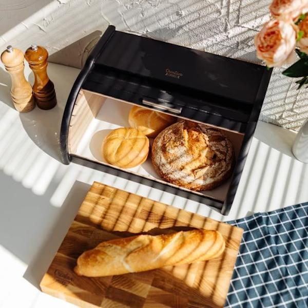 Black Bread Box - KREATIVT HJEM - 38 x 28,5 x 17,5 cm - Bøgetræ - Industriel - Loft Svart