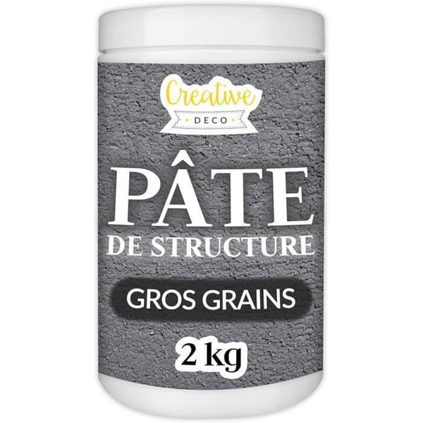 Strukturpasta CREATIVE DECO | Grova Korn 2kg Mörkgrå | Reliefpasta för Akrylfärg | Texturerad Pasta | 3D Effekt Mörkgrå