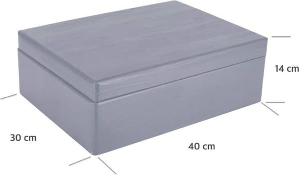 Förvaringslåda - Creative Deco - Grå - 40 x 30 x 14 cm - med lock - Massivt trä Grå