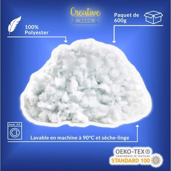 Polyestervaddfyllning - Creative Deco - 600g Vit
