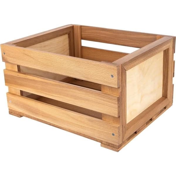 Trækasse til vinyler - CREATIVE DECO - 46 x 36 x 29 cm - Træ - Brun - Beige Beige