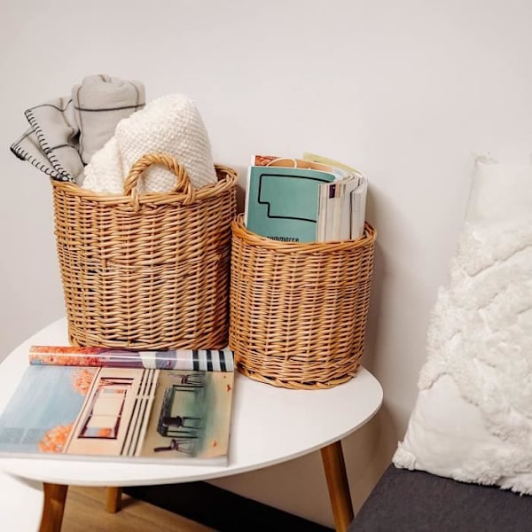 Creative Home Wicker Basket | 26 x 26 x 30 cm (+-- 2 cm) Blomkruka Förvaring | Flätad blomkruka | För frukt eller tvätt kastanj