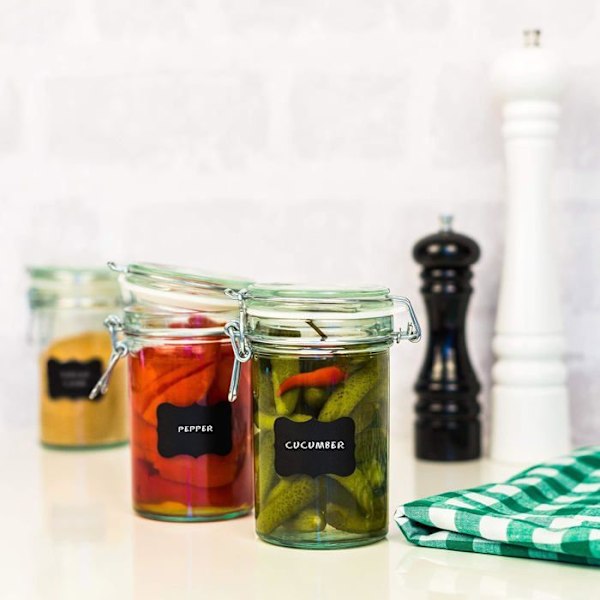 Set med 10 glasburkar 500ml - Creative Home - Lufttät burk - Köksförvaringslåda Transparent