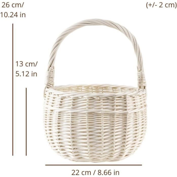 Creative Home Liten Vit flätad påskkorg | 22 x 22 x 26 cm (+-- 2 cm) | Handvävd | frukt korg