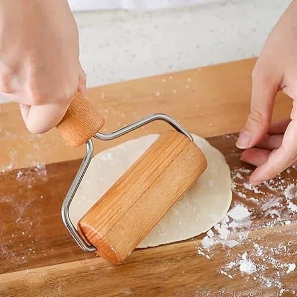 Liten kjevle, trekjevle, non-stick pizzakjevle, deigkjevle i tre med enkelt hode