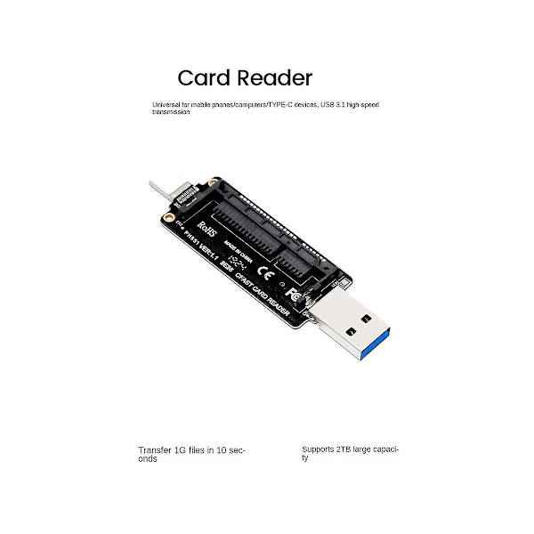 XJ-Cfast Usb 3.1 Typ A+c Kortläsare 10gbps Snabb Kortläsare Portabel Aluminium Cfast Minneskort Adapter