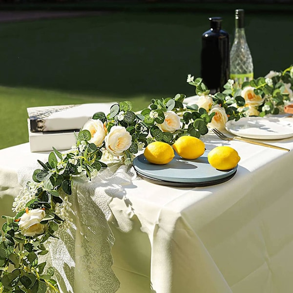 XJ-2 Pak Eucalyptus Guirlande Med Champagne, Grønt Guirlande Bulk Kunstig Silke Blomster Eucalyptus