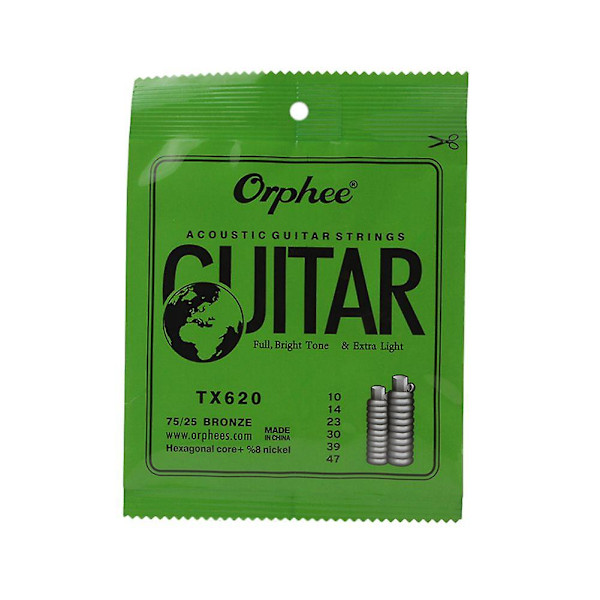 XJ-6 stk./sett Akustisk Gitarstreng Sekskantet Kjerne+8% Full, Lys Tone & Ekstra Lett Ekstra Lett Medium