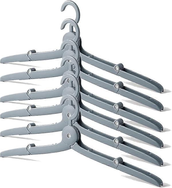 6-pack Foldable Plastic Clothes Hangers, Windproof and Space-Saving, Travel Hangers for Camping