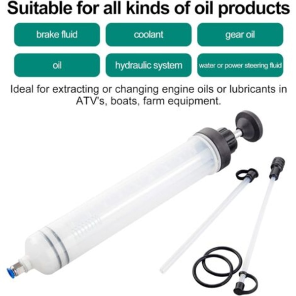 Oliesprøjte 500ML Olie Aspirationssprøjte-Transferpumpe, Bremsevæskesprøjte med Forlængerrør-Aftapningssprøjte Håndpumpe