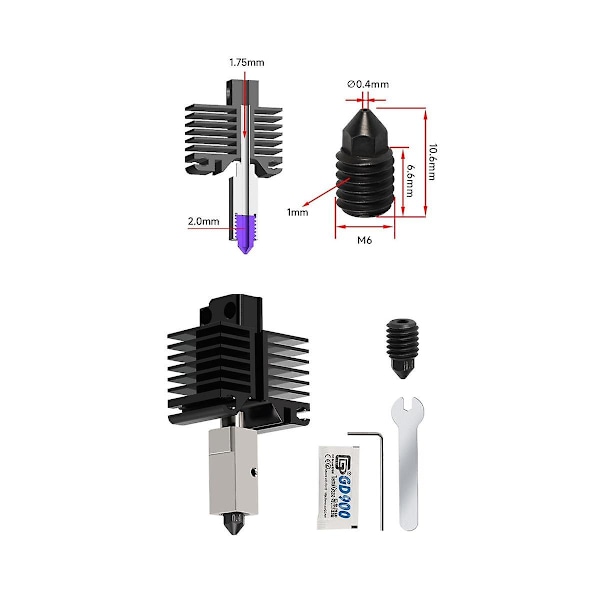 XJ-Hotend Kit För Bambu Lab X1 Carbon Combo P1p 3D-skrivare 500c Uppgraderat Pläterat Kopparvärmeblock Ha