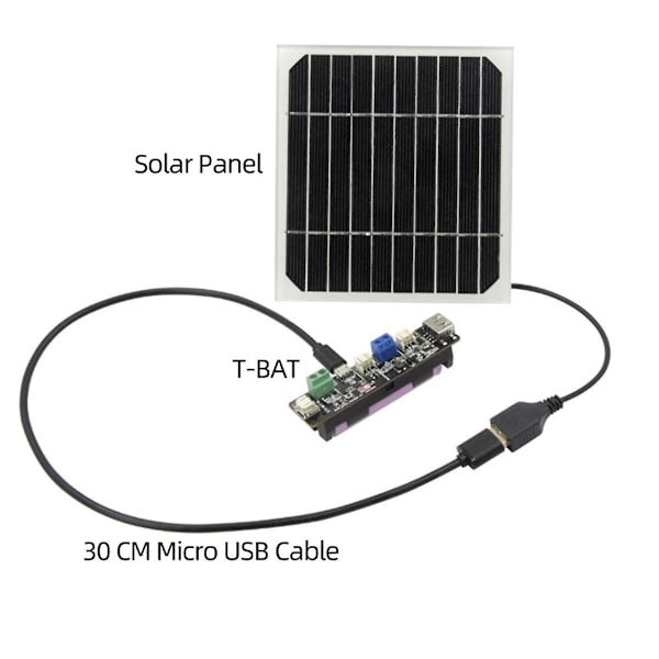 XJ-T-BAT Batteriholder CN3065 Power Chip Solcellelading Kan Brukes med 18650 Batteri Utviklingskort