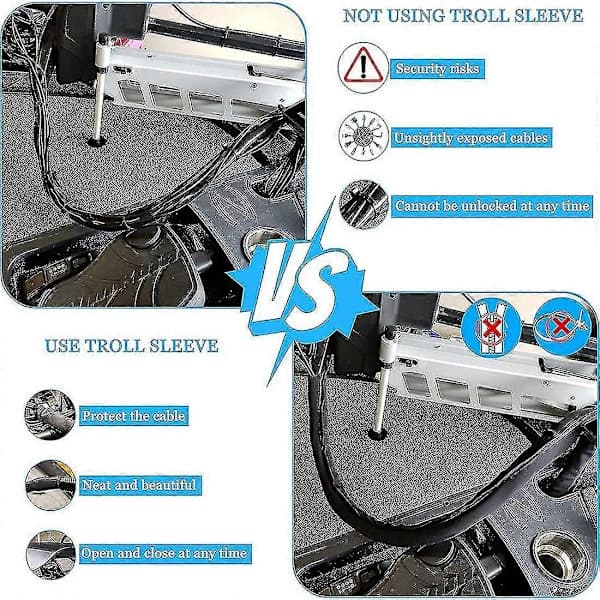 Neopren Troll Sleeve, Kabelbeskyttelse til trollingmotor - Sort (1-pak), 100cm*13cm