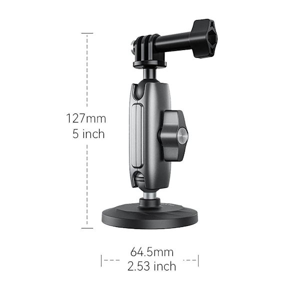 XJ-Magnetisk Actionkamerahållare i Aluminiumlegering 360 Justerbar 1/4 Adapter För