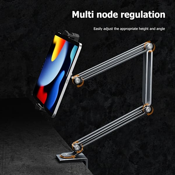 Justerbar Tablet Holder til Seng, Aluminium Arm, Bordmontering til Tablet, 4-12,9 tommer Grå