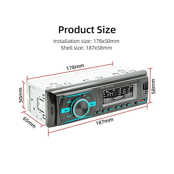 XJ-Yksittäinen Din Autoradio Bluetooth Autostereovastaanotin LCD-näytöllä Am/fm Radio Mp3-soitin Usb Sd A