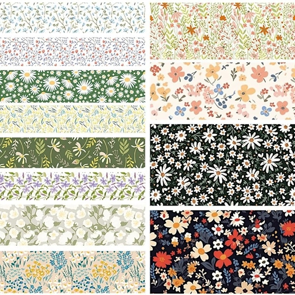 XJ-Tejpsæt 2 Sæt Washi Tape Sæt Blomstrede Washi Tape Limtape Blomstermønster Dekorativ Tape til DIY-håndværk Gaveindpakning Scrapbooking