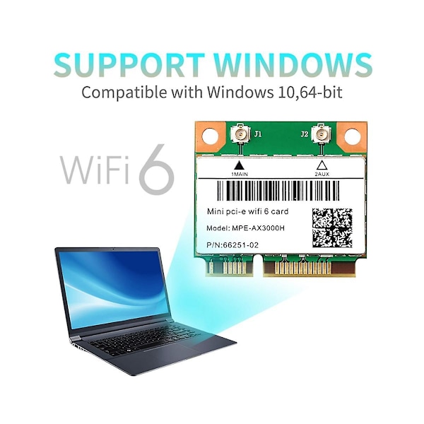 XJ-Wifi 6 -ax3000h 2974mbps Trådløst Half Mini Pci-e Wifi Kort Bluetooth 5.0 Dual Band 2.4g/5g Wlan Ne
