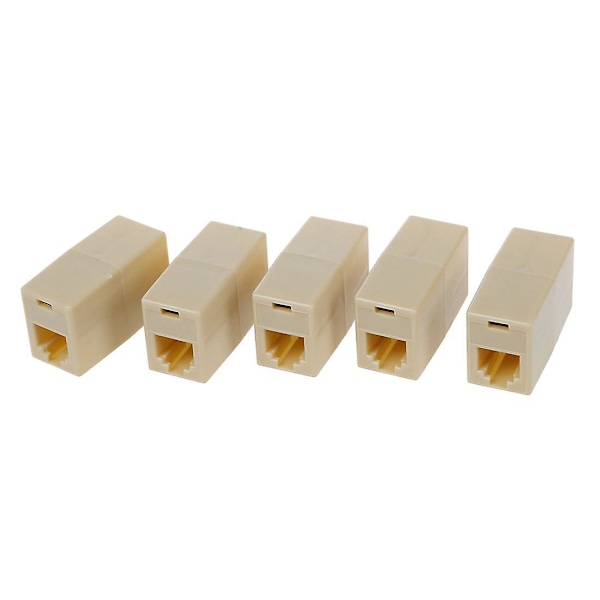 XJ-5 kpl Beige Muovinen Rj11 6p4c Naaras/naaras Puhelinkaapelin Linjaliitin
