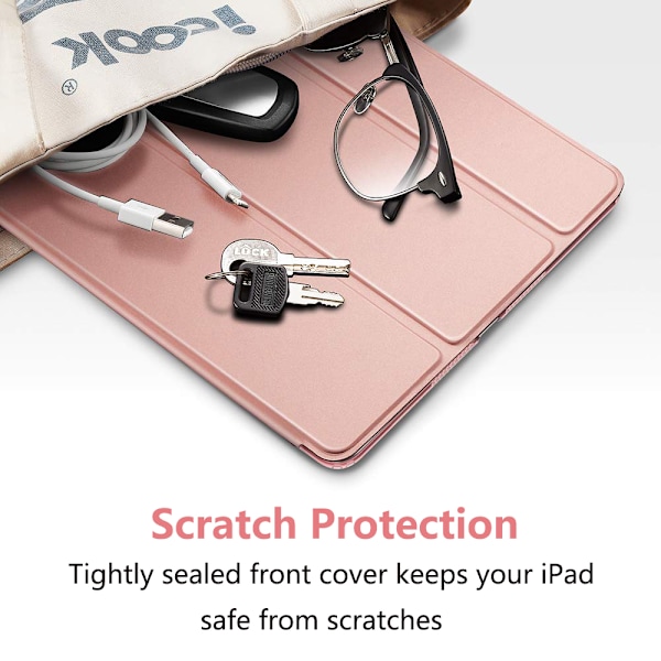 XJ-Smart Kotelo yhteensopiva iPad Air 3 10,5\"\" sukupolven Smart Case -kannen kanssa Läpinäkyvä Mattapintainen Magneettinen Takakotelo - Kaikki ruusukulta