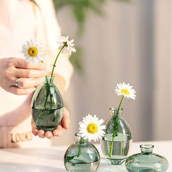 3 st Klar Färgglad Glas Mini Vaser Snittblommor Hydroponisk Minimalistisk Blomvas Prydnad Vas Blomsterarrangemang Behållare