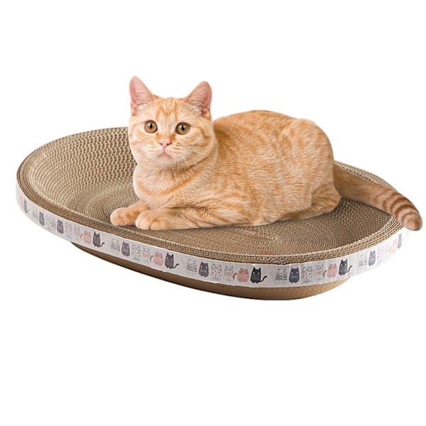 XJ-Kattklösmatta, Kattklösbräda, 2 i 1 Oval Kattklösdyna Vågig Lounge Kattsäng, Kartong Katthus Kattsängar För Innekatter