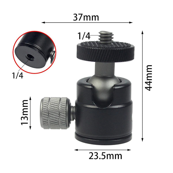 XJ-1/4 Mini Kulhuvud Skruv 360 Graders Mini Kulhuvud Stativhuvud, Lämplig För DSLR Och Actionkamera