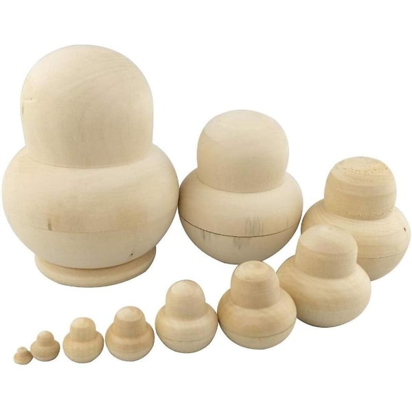 10 st Omålade Ryska Nesting Dolls Trä Ryska Dockor 10 Lager Dockor För Barn Leksak Heminredning Födelsedagspresent
