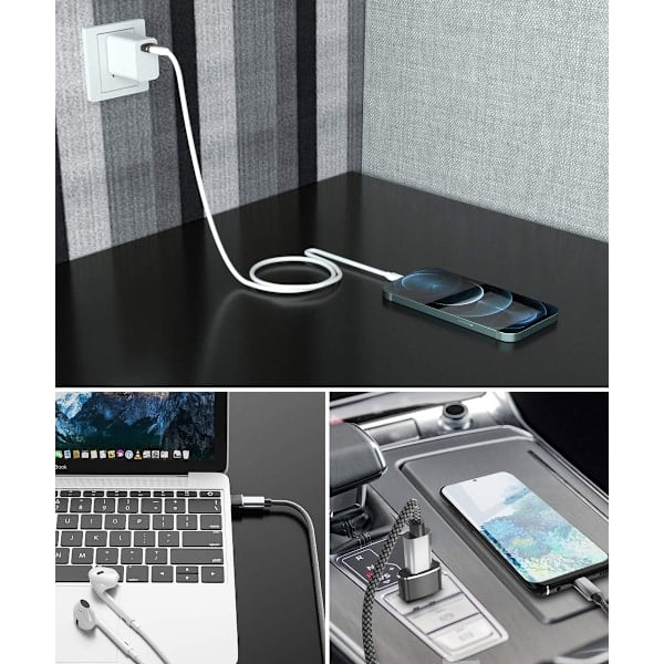 4-pak USB til USB-C-adapter, Type-C hun til A han billaderkonverter til nye iPhone 16 Pro Max Plus 15 14 13, Appl