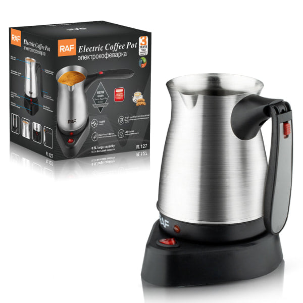 XJ-RAF Europeisk standard grenseoverskridende tyrkisk kaffekanne med håndtak i rustfritt stål, elektrisk kaffebrygger, vannkoker 500 ml R127