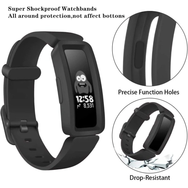 Fitbit Ace 2/Inspire/Inspire HR ranneke silikon Musta