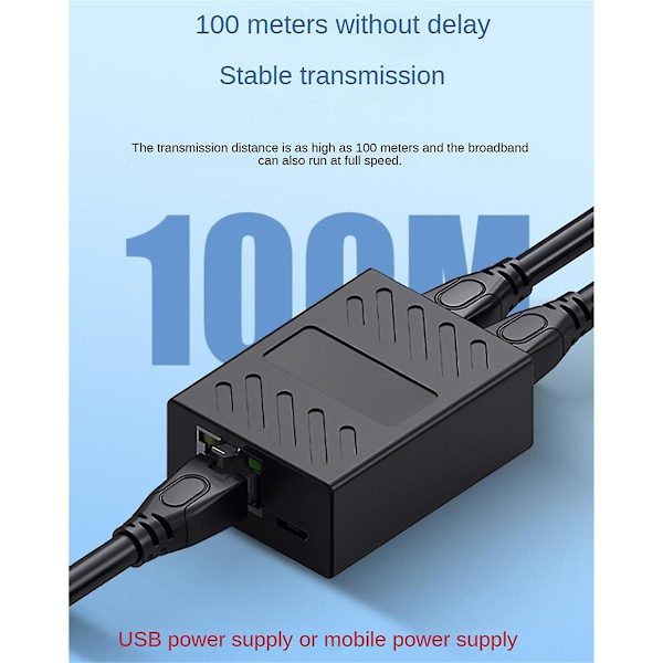 XJ-1 Til 2 Ethernet Nettverkskabel Nettverk Rj45 Splitter 100m Kobler Koblingsstykke Utvidelsesadapter For Com