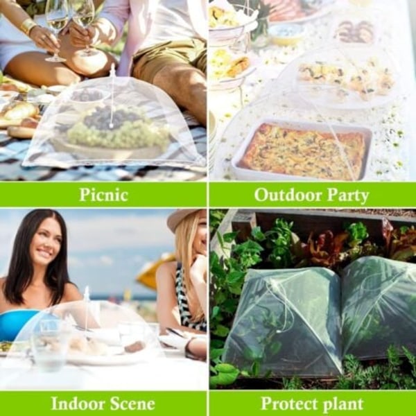 6 st Vikbara Mattskydd Anti-Fluga Nät Mattskydd Tält Paraply Anti-Insektsskydd för BBQ Picknickmat, 1 Stor (100x60cm) & 5 Standard