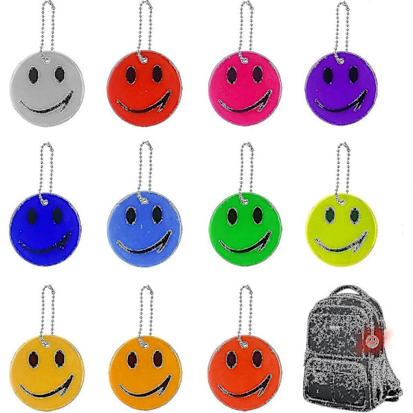 11 Reflekterande Smiley-berlocker för säkerhet - Barn, Väskor, Cykling & Promenader