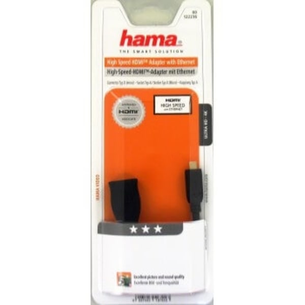 XJ-Hama Adapteri HDMI Micro D-HDMI Uros-Naaras Kulta Musta