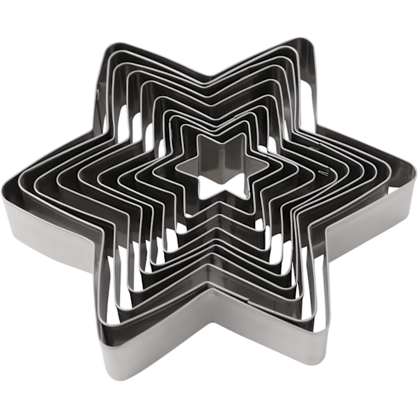 XJ-Set med 10 hexagonala stjärnformade kakformar för att göra 3D-julgranskakor, bakverk, smörgåsar