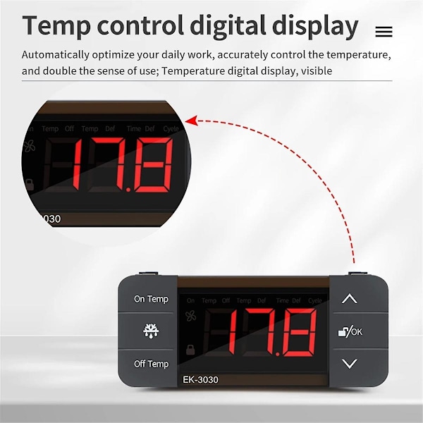 XJ-Digital Temperaturkontroller 220v Kjøle Varmebryter Kjøleskap Nedfrysing Termostat