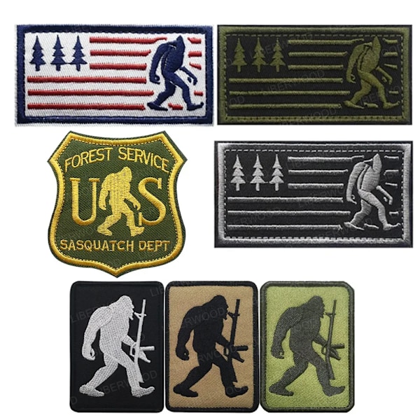 Broderet Bigfoot Hook Patch Taktisk Badge Nationalflag Skovmærker til Skjorter Rygsække Hatte Jakker