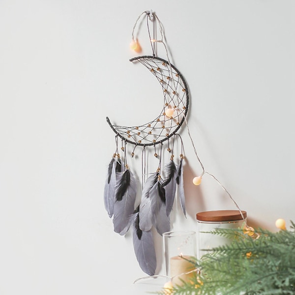 XJ-Svart Drömfångare Måne Bomullsrep Vävda Hängande Ornament