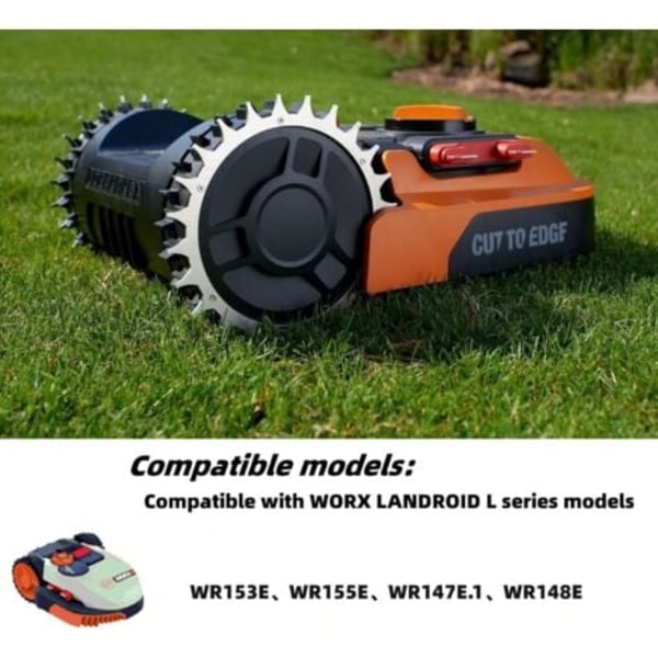 Premium rustfri stål studs til Worx Landroid S/M, Premium rustfri stål udskiftnings studs til robotplæneklipper, hjulstørrelse 205mm (L)