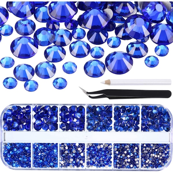 XJ-2000 st platta baksida ädelstenar strass 6 storlekar (1,5-6 mm) runda kristallstrass