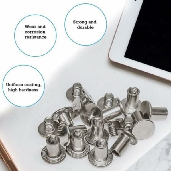 Öglor Oval Twist Lås i Nickelpläterad Mässing Vridlås Presenning med Motbricka och Nitar för DIY Hantverk Läder Väska Material