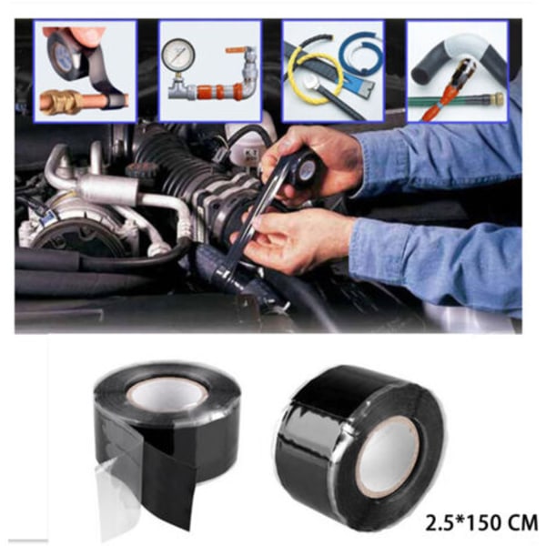 2-pak Vandrørsreparationstape VVS-reparationstape Frysetape Ledningstape Vinyl Duct Tape Opvaskemaskineslange Køleskabsgummi