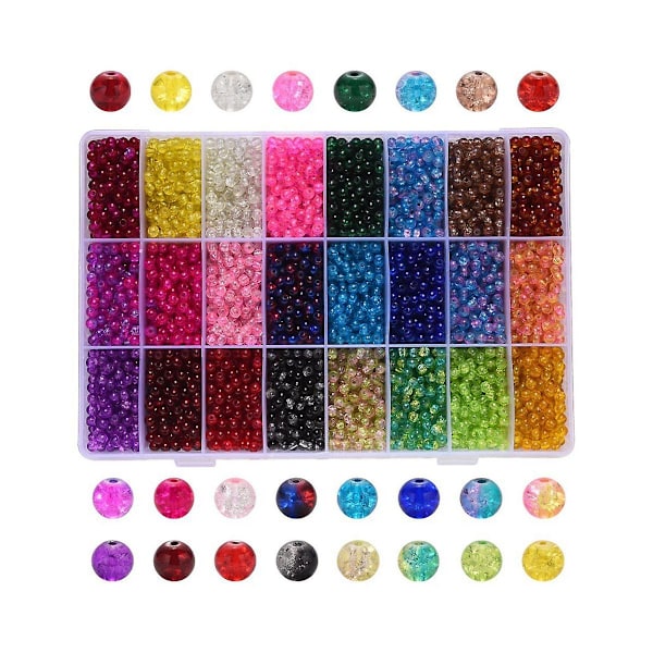 XJ-Crackle Käsintehdyt pyöreät irralliset välihelmet rannekoruihin, kaulakoruihin ja korujen valmistukseen, 8 mm
