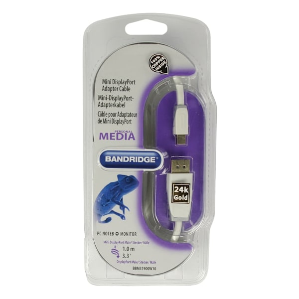 XJ-Mini Displayport-kabel Mini DisplayPort hane - DisplayPort hane 1.00 m Vit