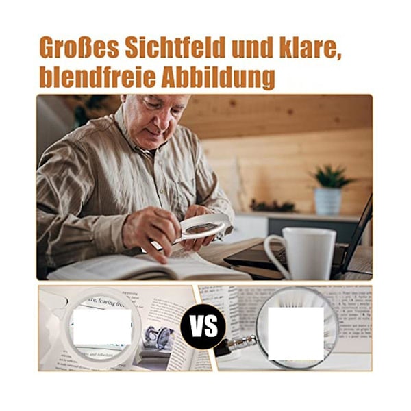 XJ-Forstørrelsesglas med 17 LED-lys, 3x 6x Læseforstørrelsesglas, Bærbar Foldbar Forstørrelse (hvid)
