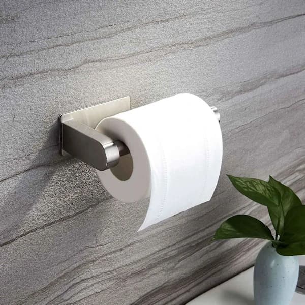 2 Borrfrie toiletpapirholdere i rustfrit stål - Selvklæbende badeværelsesmontering